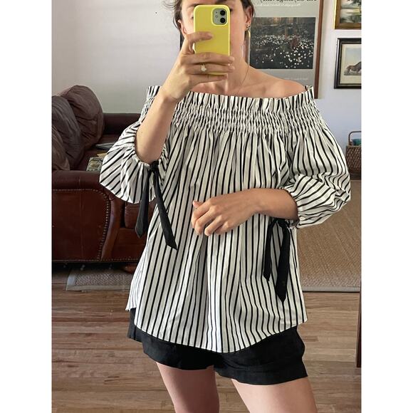 Caroline Constas Striped Off Shoulder Blouse Size X Small - Picture 1 of 3